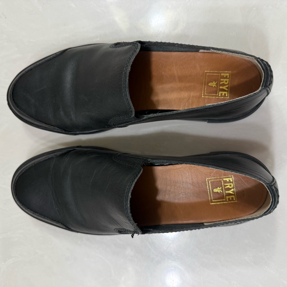 Frye all black leather slip-on sneakers
